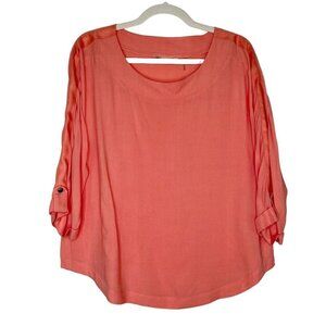 Soft Surroundings Top Womens‎ Size Medium Peach Orange 3/4 Sleeves Shirt